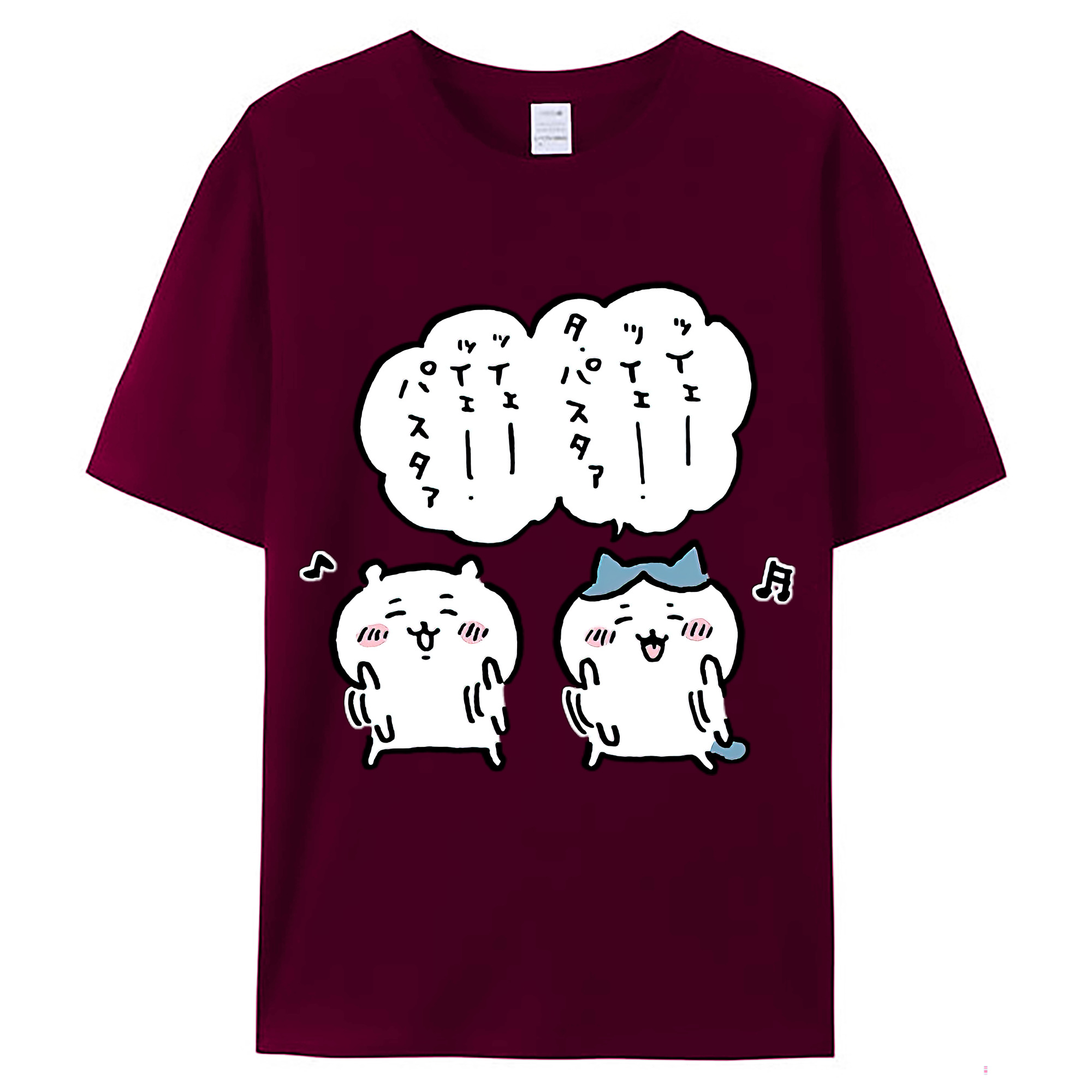 （画像用） ちいかわ ハチワレ Chii-kawa hachiware レディースカジュアルプリントTシャツ（綿100％）